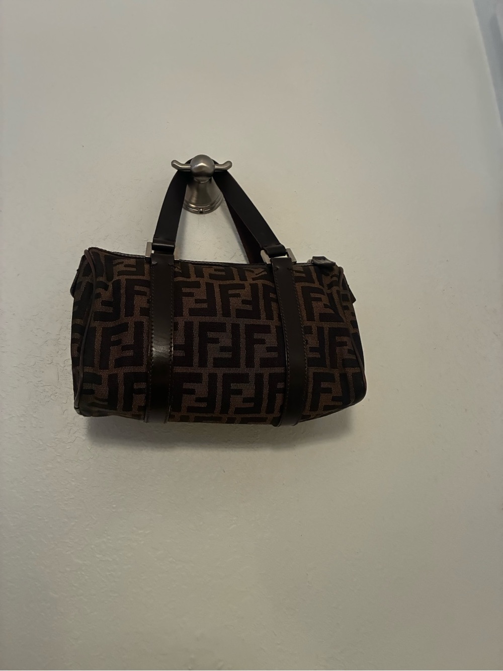Fendi Brown and Black Zucca Barrel Bag
